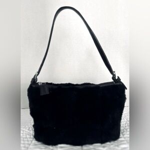 Darling vintage genuine rabbit fur and leather handbag by Paola By PdL
